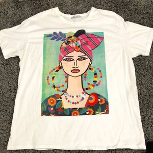 ZARA basics women collection graphic t-shirt L